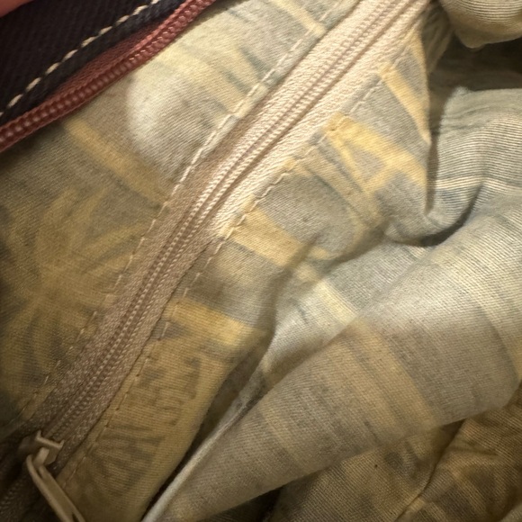 Carribean Joe Canvas & Leather Handbag Black with Tan Accents & Bottom 5 Pockets - Picture 8 of 10